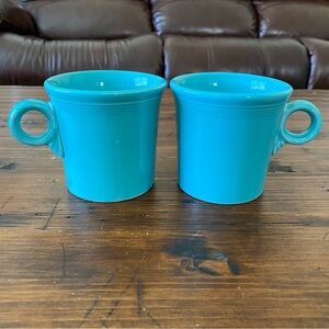 Fiesta Sea Mist Green Turquoise Coffee Mugs‎ Ring Handle Set Of 2 Fiestaware